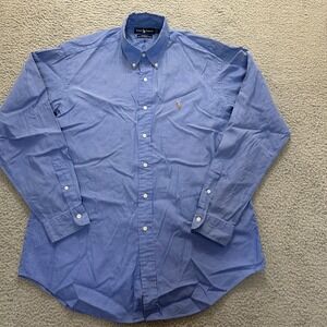 Ralph Lauren‎ Cotton Pinpoint Oxford Shirt Mens 16-35 Blue Button Down Yarmouth
